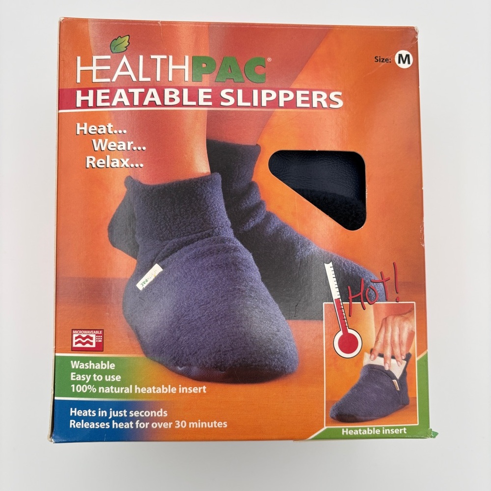 Healthpac Heatable Slippers Unisex Navy Blue Size Medium  Hot or Cold
